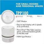 ENVION Therapure TPP100 Triple Action HEPA Type UV-C Air Purifier with 2 Fan Speeds for Small Spaces up to 25 Square Feet, White