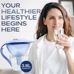 PRO OUTDOOR Purified Clean Crystal-Clear Water Filter Pitcher: Experience Enhanced Extraordinary Refreshing Hydration, Enjoying Convenience, Efficient and Quality You Deserve (Blue - 3.8 LTS)