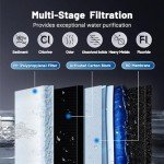 PUREPLUS UTR700B Reverse Osmosis System, 800 GPD Fast Flow, NSF/ANSI 58 & NSF/ANSI/CAN 372 Certified, 2:1 Pure to Drain, Tankless Under Sink RO Water Filter System, LED Purifier, Smart Faucet