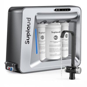Suplaud Tankless Reverse Osmosis System: 7-Stage RO Water Filtration System Under Sink 600GPD Water Filter with Smart LED Faucet for Home 2:1 Pure to Drain NSF/ANSI 58