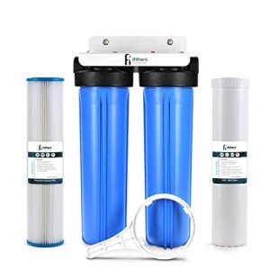 iFilters 2-Stage 20" Well Water Whole House Filtration Complete Commercial Grade System | Removes Sediment, Chlorine, Rust, Odor, Taste, Iron, Heavy Metals | Dual Stage with 1" Ports