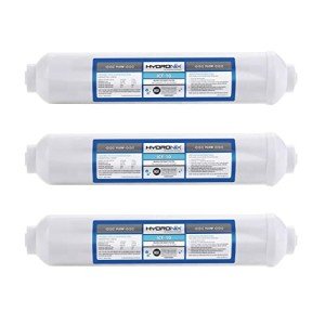 Hydronix ICF-10 Inline Post Activated Carbon Water Filter Replacement Cartridge with 1/4-Inch NPT for Refrigerator, Ice Maker, RO Reverse Osmosis System, 2000 Gallons - 1 Year Capacity (3 Pack)