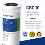 Pentair Pentek CBC-10 Carbon Water Filter, 10-Inch, Under Sink Carbon Block Replacement Cartridge with Bonded Powdered Activated Carbon (PAC) Filter, 10" x 2.5", 0.5 Micron