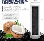 Membrane Solutions 5 Micron 2.5" x 10" CTO Carbon Block Water Filter Cartridge Replacement for Whole House Filtration Systems, Compatible with WFPFC8002, WFPFC9001, FXWTC, WHEF-WHWC, WHCF-WHWC, 4-Pack
