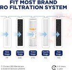 Membrane Solutions 5 Micron 2.5" x 10" CTO Carbon Block Water Filter Cartridge Replacement for Whole House Filtration Systems, Compatible with WFPFC8002, WFPFC9001, FXWTC, WHEF-WHWC, WHCF-WHWC, 4-Pack