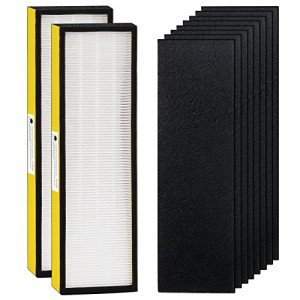 FLT4825 HEPA Filter B Replacement with Air Purifier AC4825 AC4825E AC4300 AC4800 AC4900 AC4850 by Techecook - 2 x True H13 HEPA Filters, 8 x Activated Carbon Pre-Filter