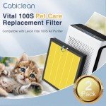 2 Pack Vital 100S Pet Care Replacement Filter Compatible with LEVOIT Vital 100S Air Purifier, 3-in-1 H13 Ture HEPA and High-Efficiency Activated Carbon Filters, Replace Part #Vital 100S-RF-PA, Yellow