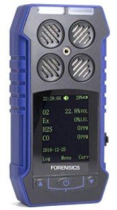 Multigas 4 Gas Monitor by Forensics | Color Display & Graphing | Data Logging | USA NIST Calibration | USB Recharge Battery |