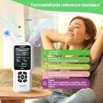 NOYAFA 4 in 1 Indoor Air Quality Monitor, Portable Formaldehyde Detector Can DetectTVOC, HCHO, Formaldehyde, Humidity, Temperature, Multifunctional Air Quality Testerfor Home, School, Office