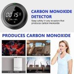 HAKINAKU Portable Carbon Monoxide Detector [3-in-1] Air Quality Monitor/Temperature/Humidity/Gas Leak Smoke CO Sensor for Home Indoor Outdoor Travel Camping Car RV Built-in Battery (Dark Grey)