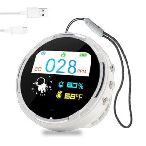 HUILANLUO Portable Carbon Monoxide Detector, 3 in 1 CO Detector/Temp/Humidity, Rechargeable Real-Time Travel CO Monitor, Gas Detector for Home with Loud Alarm for Air Safety