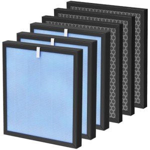 HSP001 True HEPA Replacement Filt-er for HATHA-SPACE Air Purifi-er Filt-ers HSP001,4 in 2 H13 True HEPA Filter with Activated Carbon Pre-Filter,3 Pack