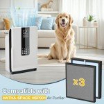 HSP001 True HEPA Replacement Filt-er for HATHA-SPACE Air Purifi-er Filt-ers HSP001,4 in 2 H13 True HEPA Filter with Activated Carbon Pre-Filter,3 Pack