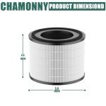 CHAMONNY AP-S0610L Filter Replacement, Compatible with MOO-KA AP-S0610L Air Purifier, 3-in-1 H13 True HEPA Filter and Activated Carbon Filter, 2 Pack