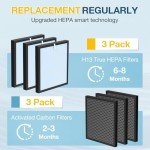 HSP001 True HEPA Replacement Filt-er for HATHA-SPACE Air Purifi-er Filt-ers HSP001,4 in 2 H13 True HEPA Filter with Activated Carbon Pre-Filter,3 Pack