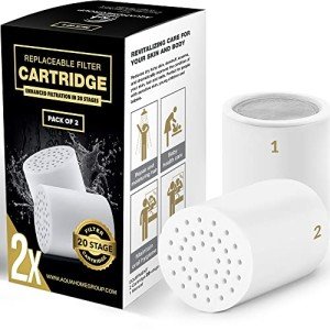 AquaHomeGroup 20 - Stage Replacement Premium Filter Cartridge 2-pack (No Housing), Compatible with Any Shower Filter of Similar Design 15 and 20 stages