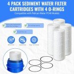 CFS – 4 Pack Sediment Water Filter Cartridges with 4 O-Rings Compatible with Pelican Water PC40 Models – Removes Bad Taste & Odor – Whole House Replacement Filter Cartridge – 5 Micron – 10" Cartridge