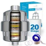20-Stage Shower Filter Head for Hard Water – High-Output Filtered Shower Head to Remove Toxic Chemicals,Reduce Dry Skin, Dandruff |Best Water Softener Shower Filter for Healthier Hair-Polished Chrome