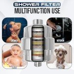 20-Stage Shower Filter Head for Hard Water – High-Output Filtered Shower Head to Remove Toxic Chemicals,Reduce Dry Skin, Dandruff |Best Water Softener Shower Filter for Healthier Hair-Polished Chrome