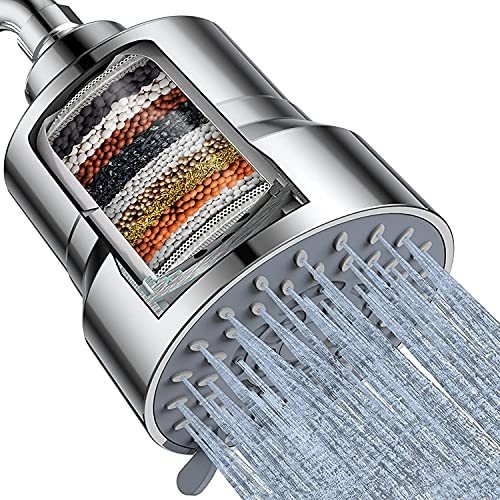 Filtered Shower Head, 3 Modes High Pressure Shower Head with 15 Stage Hard Water Shower Filter Cartridge for Remove Chlorine and Harmful Substances