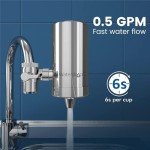 Waterdrop Stainless-Steel Faucet Water Filter, Carbon Block Water Filtration System, Tap Water Filter, Reduces Chlorine, Heavy Metals and Bad Taste, 𝐅𝐢𝐭𝐬 𝐒𝐭𝐚𝐧𝐝𝐚𝐫𝐝 𝐅𝐚𝐮𝐜𝐞𝐭 (4 Filter)