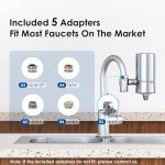 Waterdrop Stainless-Steel Faucet Water Filter, Carbon Block Water Filtration System, Tap Water Filter, Reduces Chlorine, Heavy Metals and Bad Taste, 𝐅𝐢𝐭𝐬 𝐒𝐭𝐚𝐧𝐝𝐚𝐫𝐝 𝐅𝐚𝐮𝐜𝐞𝐭 (4 Filter)