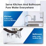 Waterdrop Stainless-Steel Faucet Water Filter, Carbon Block Water Filtration System, Tap Water Filter, Reduces Chlorine, Heavy Metals and Bad Taste, 𝐅𝐢𝐭𝐬 𝐒𝐭𝐚𝐧𝐝𝐚𝐫𝐝 𝐅𝐚𝐮𝐜𝐞𝐭 (4 Filter)