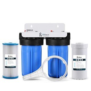 iFilters 2-Stage 10" Well Water Whole House Filtration Complete Commercial Grade System | Removes Sediment, Chlorine, Rust, Odor, Taste, Iron, Heavy Metals | Dual Stage with 1" Ports
