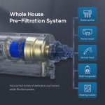 WISESKY 40/100 Auto Backwash Spin Down Sediment Filter- Reusable Whole House Sediment Water Filter- Pre-Filtration System for City/Tap Water, No BPA, No Lead, 1" MNPT + 3/4" FNPT × 2, WSU1