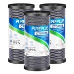 PUREPLUS Coconut Shell Water Filter Cartridge | Activated Carbon Block CTO | Universal Whole House 5 Micron 10 inch Cartridge | Compatible with WFHDC8001, CB-BB-10, EPM, EP-BB, 3Pack