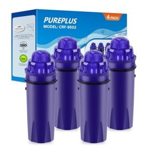 PUREPLUS CRF950Z Pitcher Water Filter Replacement for Pur PPF900Z, PPF951K, PPT700W, CR-1100C, DS-1800Z, CR-6000C, PPT711W, PPT711, PPT710W, PPT111W, PPT111R Pitchers and Dispensers, 4PACK