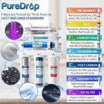 PureDrop RTW5AK-UV Reverse Osmosis Water Filter System with Alkaline Remineralization & UV Filter, 7-Stage RO Water Filter System, Under Sink Water Filtration System Plus Extra 3 Filters, 50 GPD