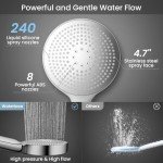 WATERLACE Filtered Shower Head with Handheld, 3 Modes High Pressure Showerhead with 4.7'' SS Panel and Anti-clog Liquid Silicone Nozzles, Shower Filter for Hard Water, Remove Chlorine and Contaminant