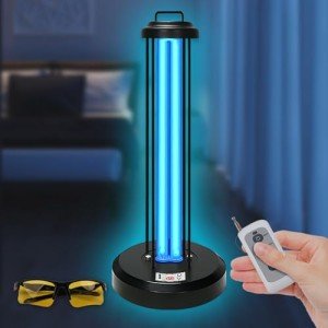 coospider-repta 38W UV Light, Portable Ultraviolet Light with 3-Gear Timer and Remote Control, 110V UV Light, 99.99% UVC Cleaning Lamp for Home, Office, Hotel, School