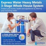 EXPRESS WATER 3-Stage Heavy Metal Water Filtration System, Stainless Steel, Reduces Contaminants, Improves Water Quality, Comprehensive Filtration, High Versatility