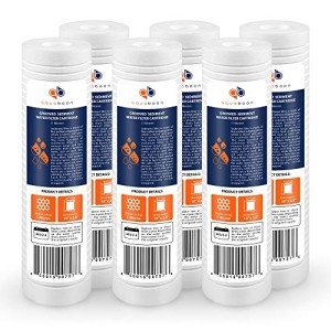 Aquaboon Whole House 1 Micron 10 x 2.5 PP Grooved Sediment Water Filter Cartridge Replacement Compatible with AP110, WHKF-GD05, CFS110, P5, 6-Pack
