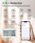 ELECTOP Portable Carbon Monoxide Detectors, WiFi Co Gas Monitor for Air Quality, [3-in-1] CO Detector, Humidity, Temperature Meter, CO Sensor Alarm Detector with Lanyard for Home and Travel
