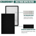 CHAMONNY A2 True HEPA Replacement Filter Size A2, Compatible with Filtrete FAP-C02-A2, FAP-C03-A2, FAP-T03-A2, FAP-SC02L Air Purifier, Part # 1150101, 2 H13 True HEPA Filters + 4 Pre-filters
