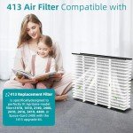 2-Pack 413 Filter Replacement Compatible with AprilAire 413 Whole House Models 1410, 1610, 2140, 2400, 2410, 2416, 3410, 4400, MERV 13 Air Purifiers, Size:16x25x4