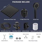 NearMoon Filtered Rain Shower Head, High Pressure 8″Square, and 5 settings Handheld Shower Filter Combo with Self-adhesive Holder/1.5M Hose -1 Replaceable Filter Cartridge (Matte Black)