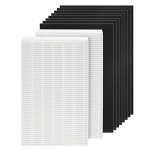HPA100 True HEPA Filter Replacement HRF-ARVP100 for Honeywell HPA100 Series Air Purifier, HPA094, HPA104, HPA105 HPA3100, HPA5100 Series, 2 HEPA R and 8 Precut Carbon Pre-Filters A