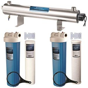 Bluonics 110W UV Water Ultraviolet Sterilizer 24GPM Plus Sediment and Carbon Well Water Purifier System Size 4.5" X 20" Filters for Large Home and Commercial