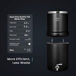 AquaEasy Stainless Steel Gravity Water Filter System (2.25 Gallon) with 2X Activated Carbon Filter, Stainless Steel Tap and Wooden Stand (Black) Countertop Water Filtration System