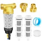 Boltigen 50/100 Micron Spin Down Sediment Filters, Reusable Flushable Whole House Sediment Filter for Well Water, 1" MNPT + 3/4" FNPT + 3/4" MNPT, Water Pre-Filtration System for City, Home