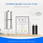 Waterdrop Upgrade Gravity-fed Water Filter System, with 𝐒𝐢𝐥𝐯𝐞𝐫 𝐈𝐨𝐧𝐬 Enhanced Filtration, Reduces Fluoride and up to 99% of Chlorine, with 4 Filters and Metal Spigot, 2.25G