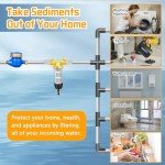 Boltigen 50/100 Micron Spin Down Sediment Filters, Reusable Flushable Whole House Sediment Filter for Well Water, 1" MNPT + 3/4" FNPT + 3/4" MNPT, Water Pre-Filtration System for City, Home