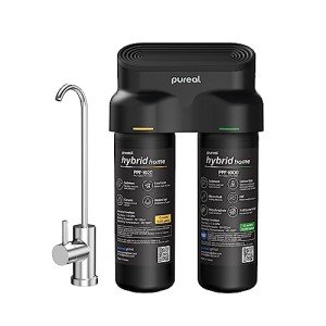 Pureal Hybrid Home PPU-1020D 2 Stage Under Sink Water Filter System, 10K Gallons, NSF/ANSI 42&372, Mineral Sediment Carbon Block KDF Polyphosphate Filter for Scale & Lead & Chlorine