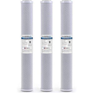 Hydronix HX-CB-25-2010/3 Universal NSF Coconut Activated Carbon Block Water Filter, 2.5" x 20" - 10 micron - 3 Pack