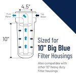 Pentair Pentek RFC-BB Big Blue Carbon Water Filter, 10-Inch, Whole House Heavy Duty Radial Flow Carbon Replacement Cartridge with Granular Activated Carbon (GAC) Filter, 10" x 4.5", 25 Micron