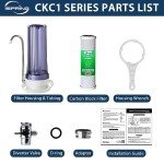 iSpring CKC1C Countertop Drinking Water Filtration System with Carbon Filter, 2.5" x 10", Clear